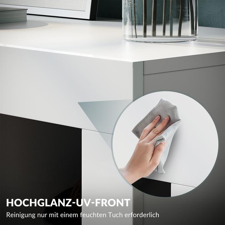 Actual product image SONNI Sideboard, kitchen cabinet with LED lighting (adjustable in 12 colors), white, high gloss, sto