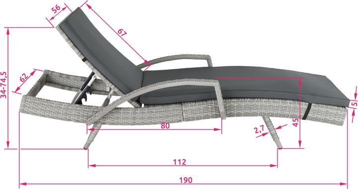 Image du produit tectake Bain de soleil OCEANE (190 cm)