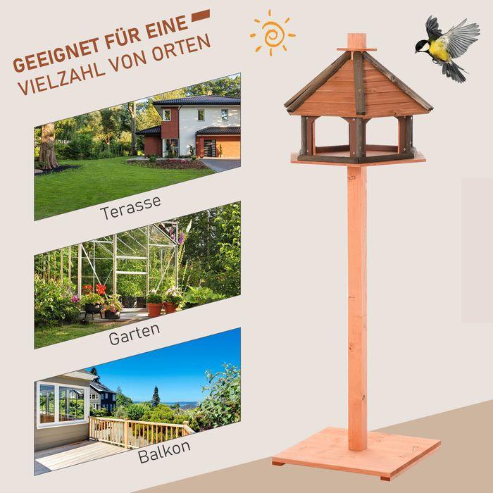 Produktbild Swisshandel24 Vogelhaus Vogelfutterhaus hölzerner Vogelvilla Futterhaus Vogelständer Vogel-Tischvogelhaus Spielsta