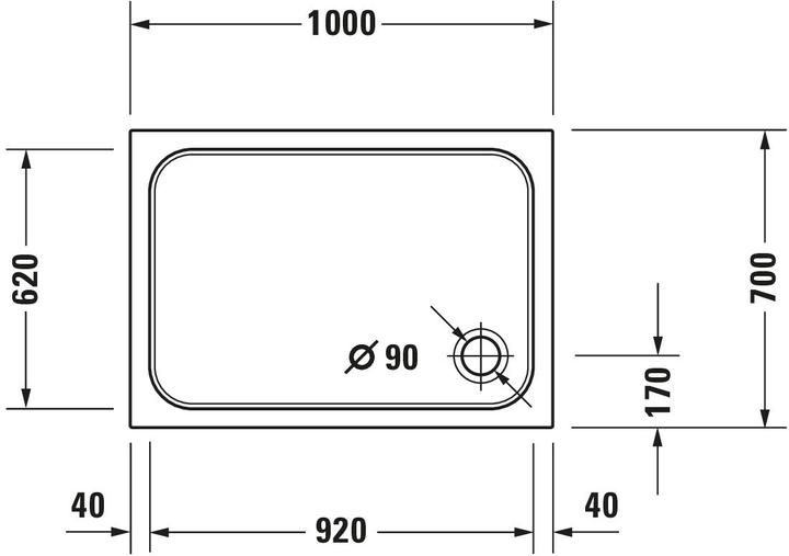 Produktbild Duravit Duschwanne D-Code 1000 x 700 x 85 mm wei glatt 720093000000000