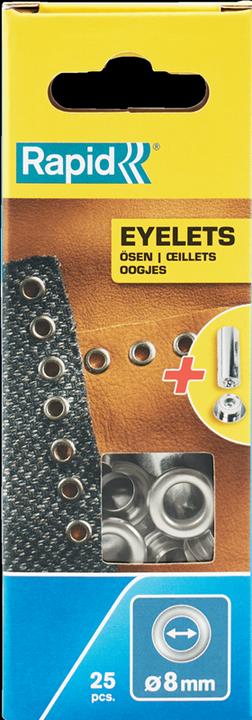 Actual product image Rapid Eyelets 8mm 25 pieces + insertion tool