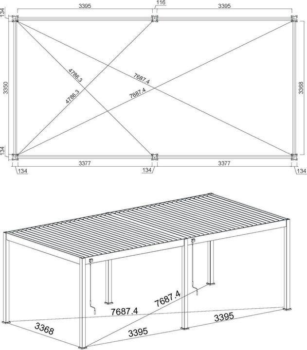 Immagine prodotto Weide Pergola Deluxe Plus 3,6x7,2m con tetto a doghe bianco (360 cm, 720 cm)