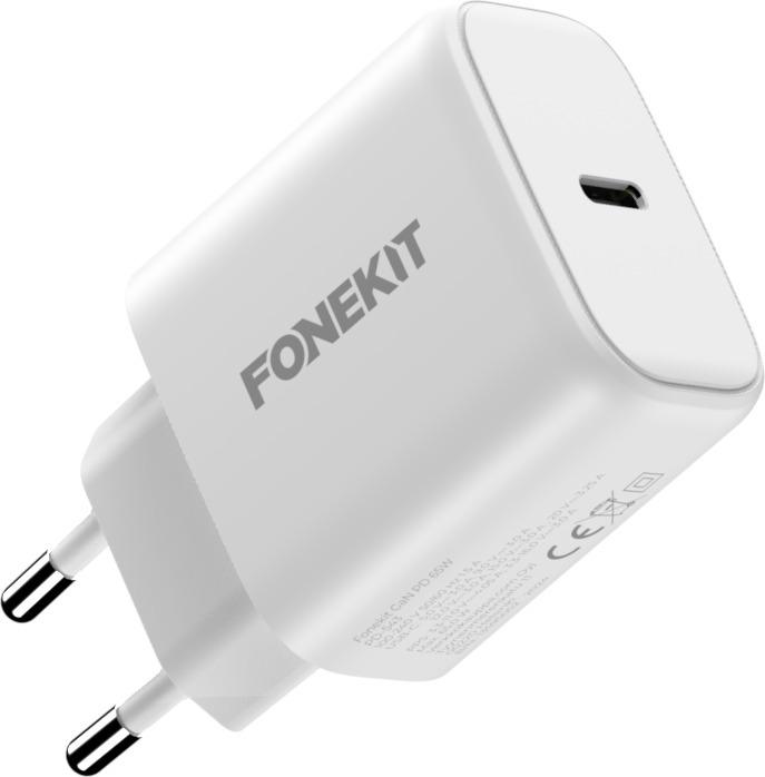 FoneKit GaN PD 65W Wall Charger, USB-C, White (65 W)
