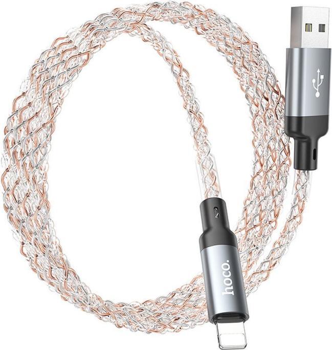 Actual product image Hoco Cable cable USB A to Lightning 2,4A U112 1 m gray (1 m, USB 3.0)