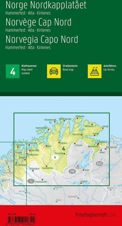 Produktbild Norwegen Nordkap, Strassenkarte 1:400.000, freytag & berndt