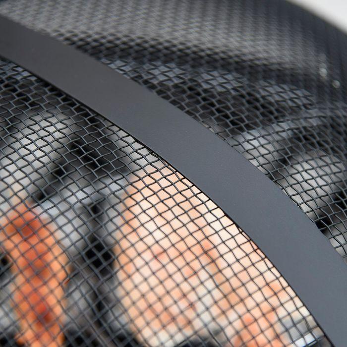Immagine prodotto Swisshandel24 Ciotola per il fuoco 2in1, parascintille, griglia, nero+marrone (78 cm)
