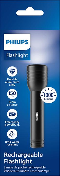 Immagine prodotto Philips Torcia elettrica ricaricabile in alluminio Torcia elettrica 1000 LM (35.30 cm, 1000 lm)