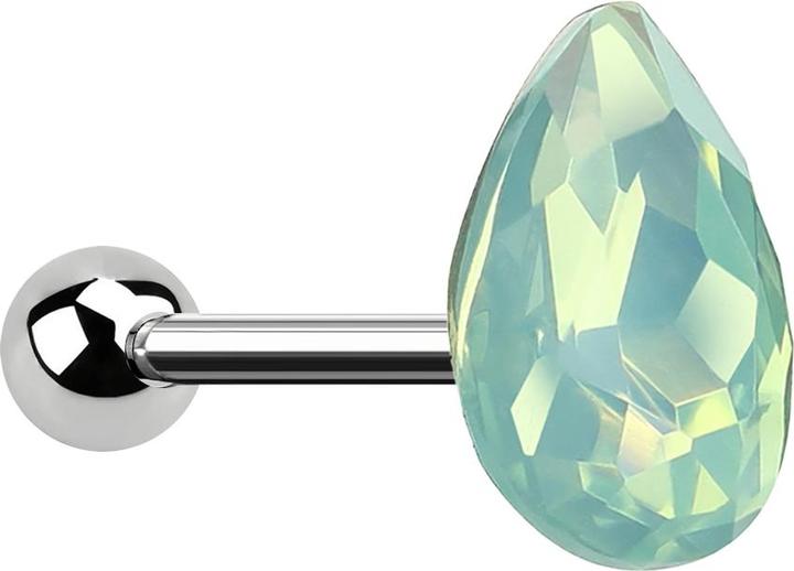 Produktbild Star Piercing Micro Barbell silber Tropfen Opalite grün (ohne Messing, Chirurgenstahl 316L)
