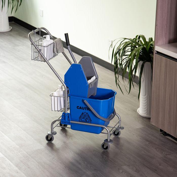 Immagine prodotto Swisshandel24 Putzwagen Reinigungswagen 26 Liter Wischwagen mit Wringer Rollen Blau (1 pz.)