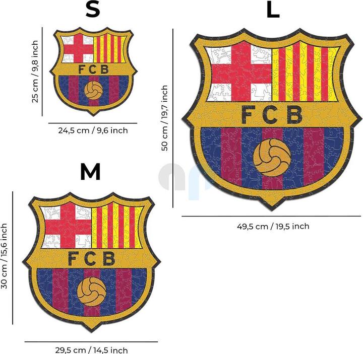 Actual product image Iconic FC Barcelona - Logo - Wooden Puzzle Size L (500 pieces) (500 pieces)