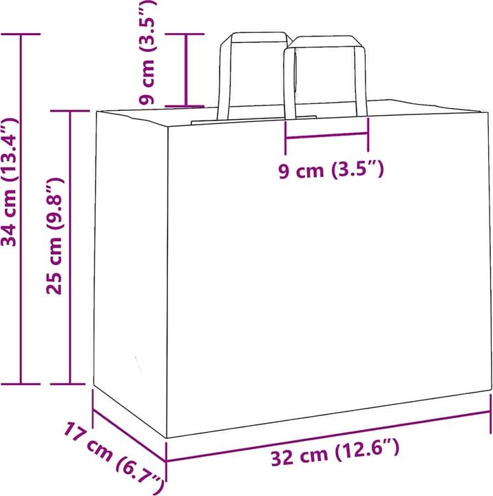 Actual product image VidaXL Kraft paper bags 250 pcs. with handle green 32x17x25 cm paper bag (Gift bag, 250 x)