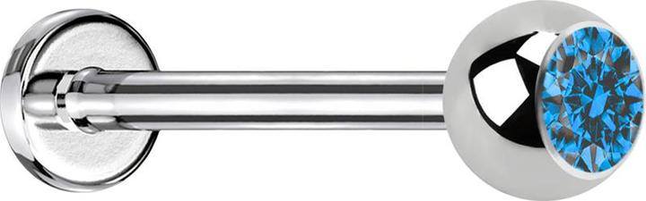 Actual product image Star Piercing Micro Labret silber mit Kugel und Kristall hellblau (without brass, Surgical steel 316L)