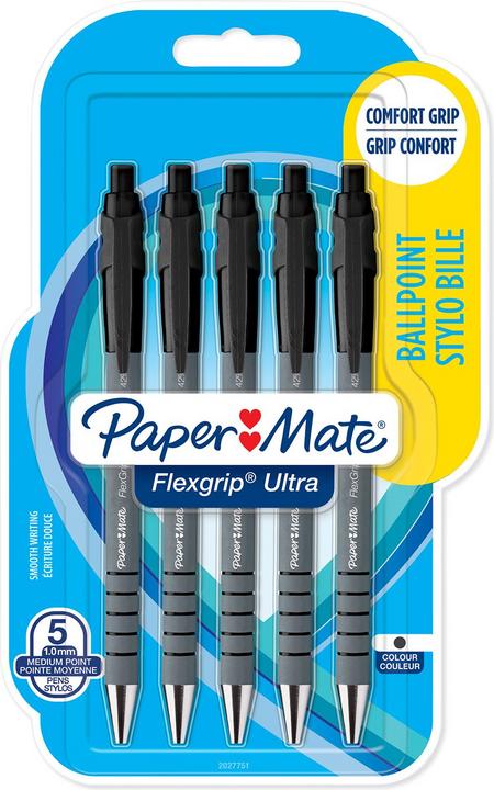 Actual product image Paper Mate Ballpoint Pen Flexgrip Ultra RT M (Black, 5 x)