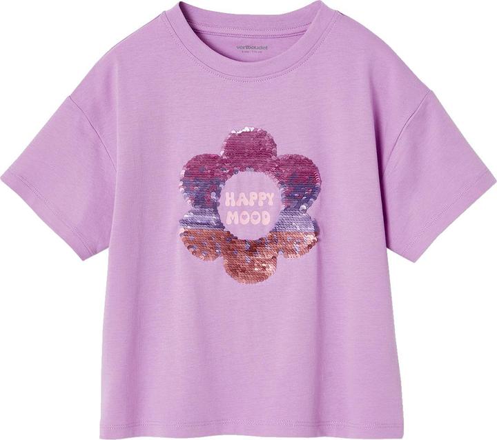 Vertbaudet Mädchen T-Shirt mit Paillettenmotiv und Recycling-Baumwolle