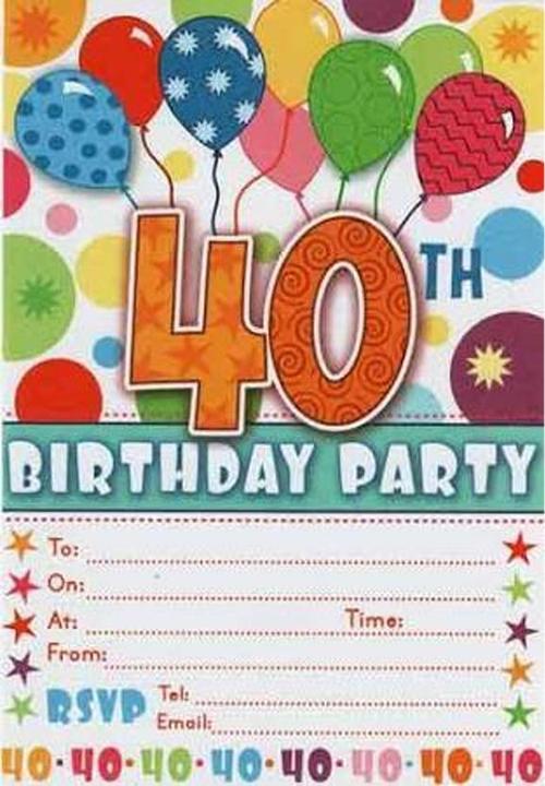 Image du produit Spot on Gifts Invitations pour le 40e anniversaire (paquet de 20) (20 pcs)