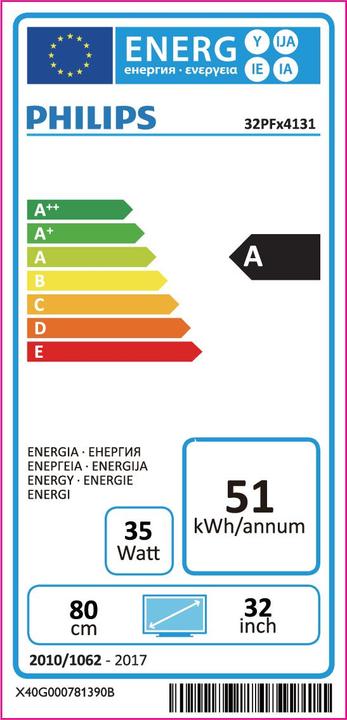 Energy Label Philips 32pfs4131 (32", LCD, Full HD)