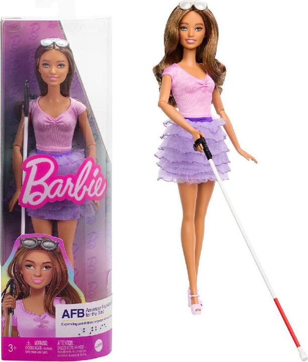 Actual product image Barbie Fashionista doll in purple ruffled skirt