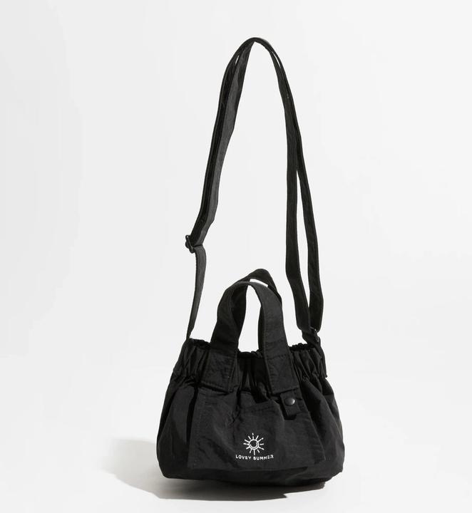 Actual product image Only-Bags.Store Nylon Solid Colour Shoulder Bag Simple Small Hobo Handbag Stylish Nylon Lightweight Tote