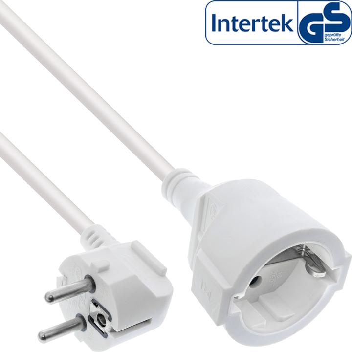 Produktbild InLine Strom-Verlängerung Schutzkontakt Stecker gewinkelt / Buchse, weiss, 15m (15 m, CEE 7/3)