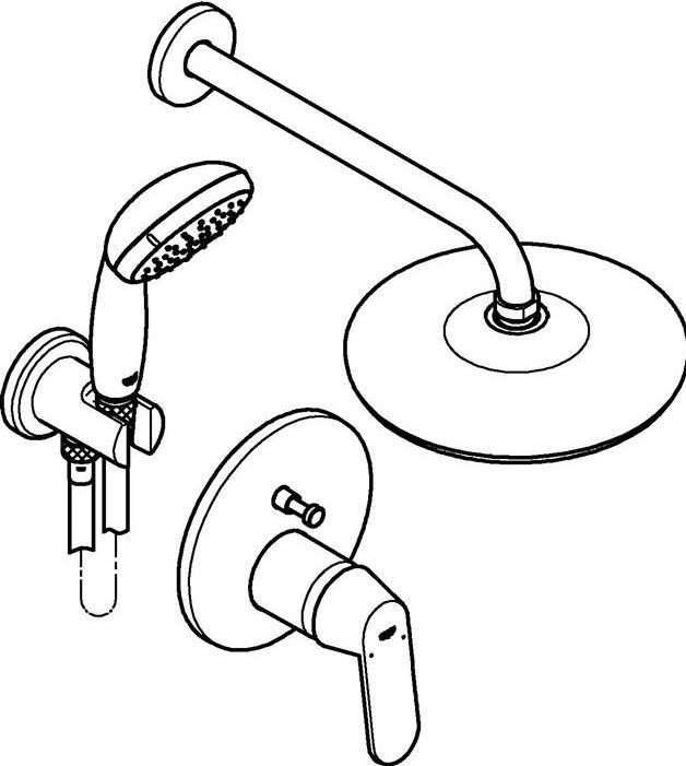 Actual product image Grohe Eurosmart Cosmopolitan shower system UP with Tempesta 210
