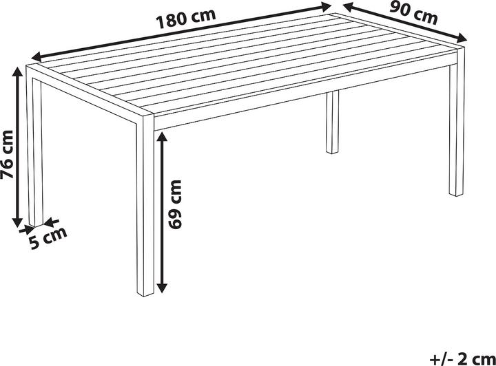 Produktbild Beliani Gartentisch Aluminium weiss 180 x 90 cm VERNIO (90 cm)