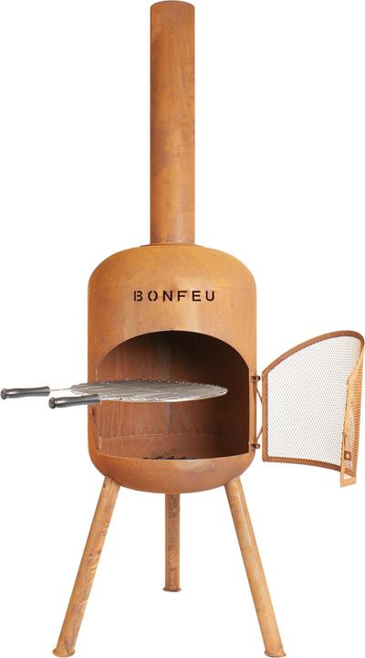 Bonfeu BonBono Roest Tuinhaard - L 45 x W 45 x H 165 cm - Staal - bruin - Tuinhaard - Terrasverwarming - Te