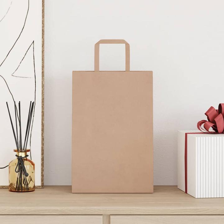 Actual product image VidaXL Kraft paper bags 50 pcs. with handle brown 21x11x31 cm paper bag (Gift bag, 50 x)