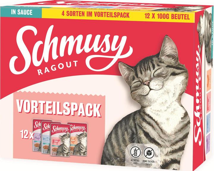 Produktbild Schmusy Nassfutter Ragout Multipack Sauce, 12 x 100 g (Adult, 12 Stk., 1200 g)