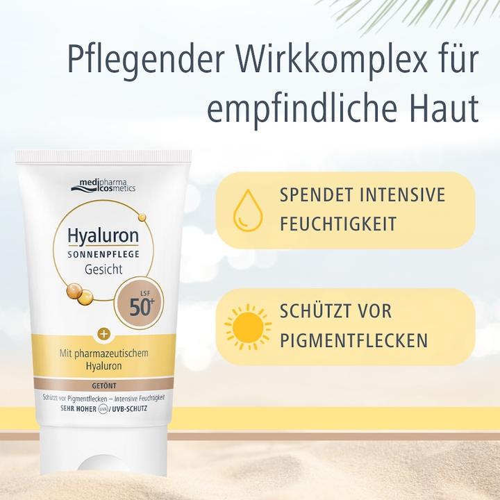 Produktbild Medipharma cosmetics Hyaluron Sonnenpflege Gesicht getönt LSF 50+, 50 ml Creme (Sonnencreme Gesicht, SPF 50+, 50 ml)