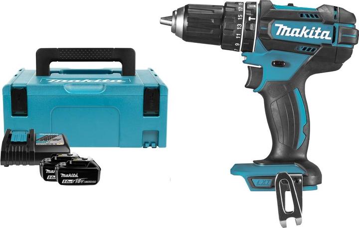 Image du produit Makita DHP482RTJ 18V 2x perceuse à percussion à batterie rechargeable (Fonctionnement sur batterie)
