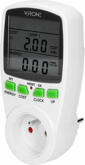 Immagine prodotto Orno Wattmetro a doppia tariffa, calcolatore di energia con display LCD, 2 tariffe separate, batteria