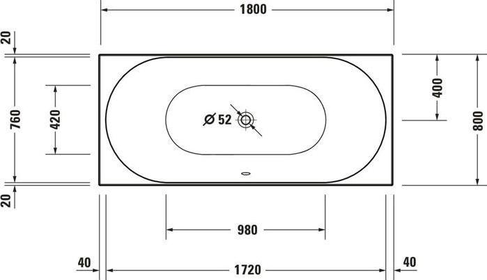 Immagine prodotto Duravit Vasca idromassaggio D-NEO 1800x80 mm da incasso ver 2 RS Jet Project we (160 l, 180 cm, 80 cm)