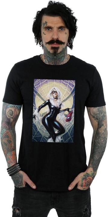 Actual product image Mens Black Cat Artwork T-Shirt (3XL)