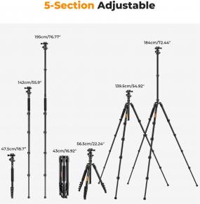 Produktbild K&F Concept B234A1 Stativ mit BH-28 Kugelkopf (Metall)
