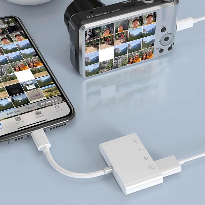 Immagine prodotto Avizar Adattatore per lettore di schede Lightning iPhone / iPad per USB / Micro-SD /Lightning - Bianco