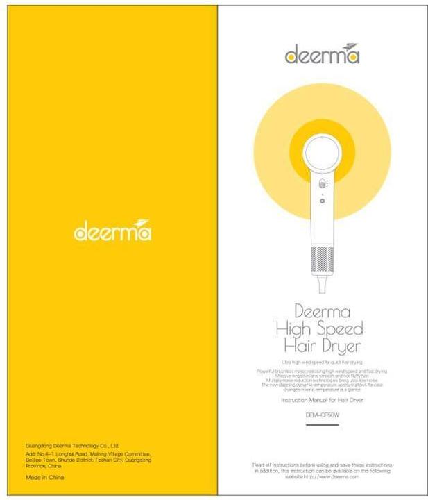 Produktbild Deerma Fén na vlasy DEM-CF50W (blankytný)
