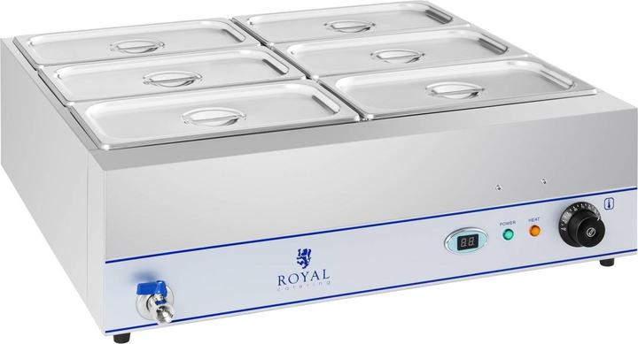 Produktbild Royal Catering Bain Marie 2.000 W 6 1 3 GN Behälter Speisenwärmer Wasserbad Edelstahl LCD