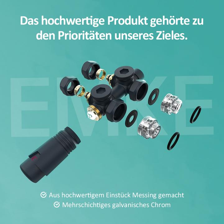 Produktbild Emke Thermostatventil, Universalventil mit Thermostat für Heizkörper, 10 bar, 7 Stufen, Anthrazit