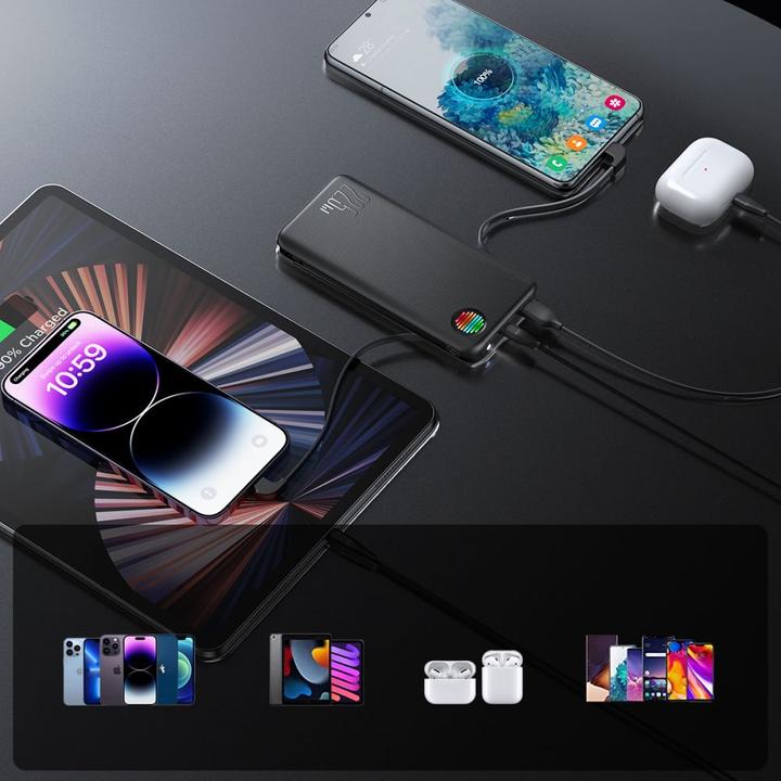 Actual product image Joyroom JR-L014 22.5W 10000mAh power bank with built-in USB-C / Lightning cables + USB-A - USB-C cab (10000 mAh, 12 W, 37 Wh)
