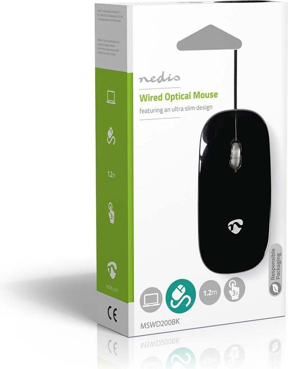 Image du produit Nedis Souris filaire | DPI : 1000 dpi | Nombre de boutons : 3 | Ambidextre | 1.20 m | Souris silencieuse (Filaire)