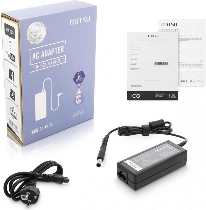 Actual product image Mitsu notebook charger 19.5v 3.33a 7.4x5.0 pin - hp (65 W)