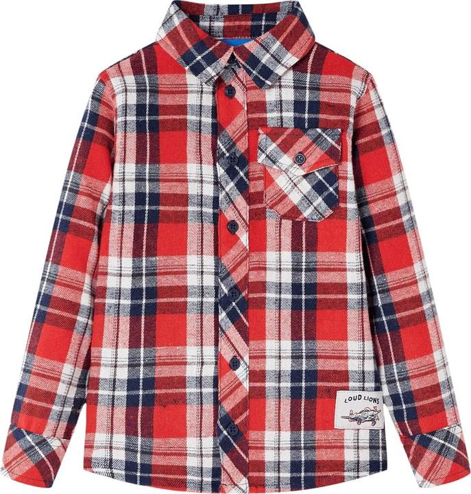 Immagine prodotto VidaXL Camicia da bambino con motivo a quadri rosso e blu navy 116,Materiale: 100 (116)
