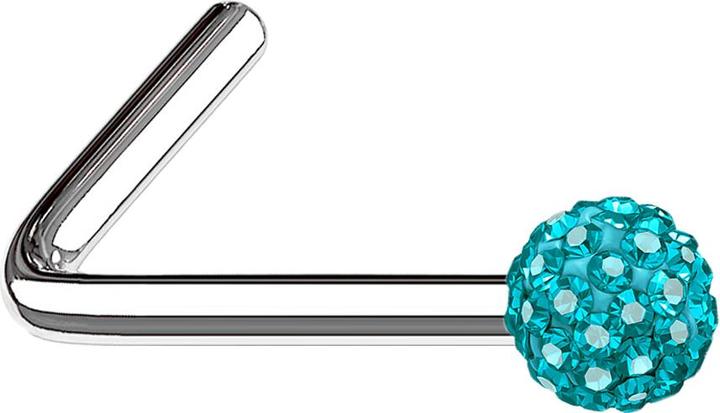 Immagine prodotto Star Piercing Nasenstecker gewinkelt silber Kristallkugel aqua (senza ottone, Acciaio chirurgico 316L)