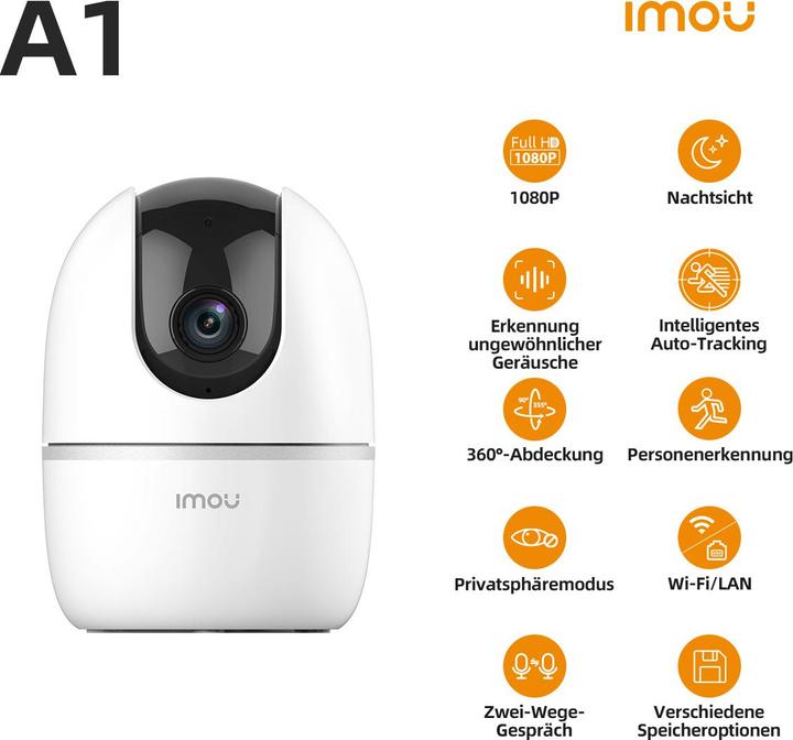 Actual product image Imou A1 WiFi Pan&Tilt Surveillance Camera 360° Coverage (1920 x 1080 Pixels)
