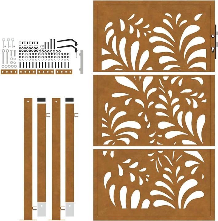 Actual product image VidaXL Garden gate 105x155 cm Weatherproof steel wave design fence gate