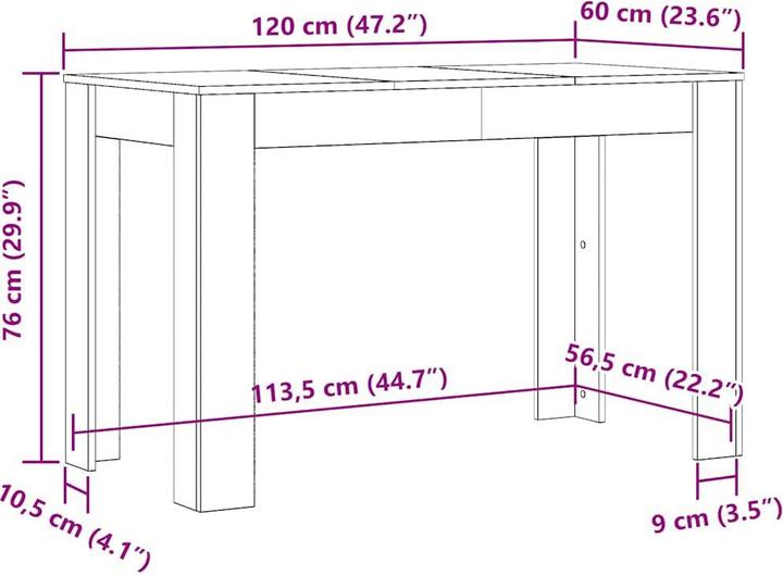 Produktbild VidaXL Ellis (120 x 60 x 76 cm)