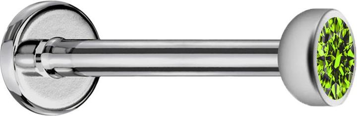 Actual product image Star Piercing Micro Labret internal thread silver with hemisphere crystal light green (without brassTitanium G23, Brass)