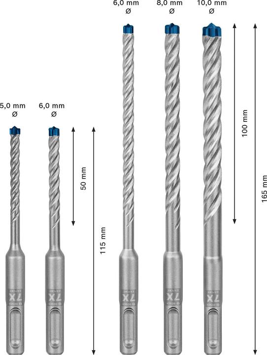 Image du produit Bosch Professional Zubehör Jeu de marteaux perforateurs (5.0 mm, 6.0 mm, 10.0 mm, Ø 8.0 mm)