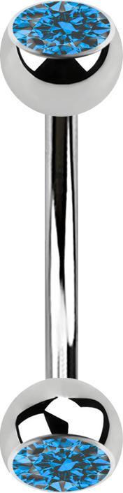 Produktbild Star Piercing Banane silber mit zwei Kugeln Kristall hellblau (Chirurgenstahl 316L, ohne Messing)