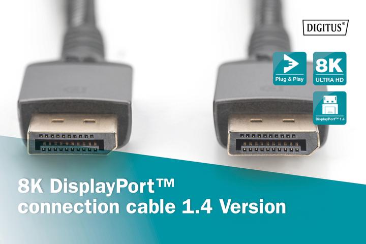 Immagine prodotto Digitus Cavo di collegamento DisplayPort 8K versione 1.4 (1 m, DisplayPort)